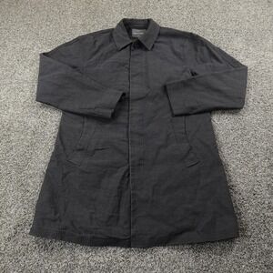 Peter Werth Jacket Mens XL Gray Long Rain Trench Over Coat Fishtail Parka Casual